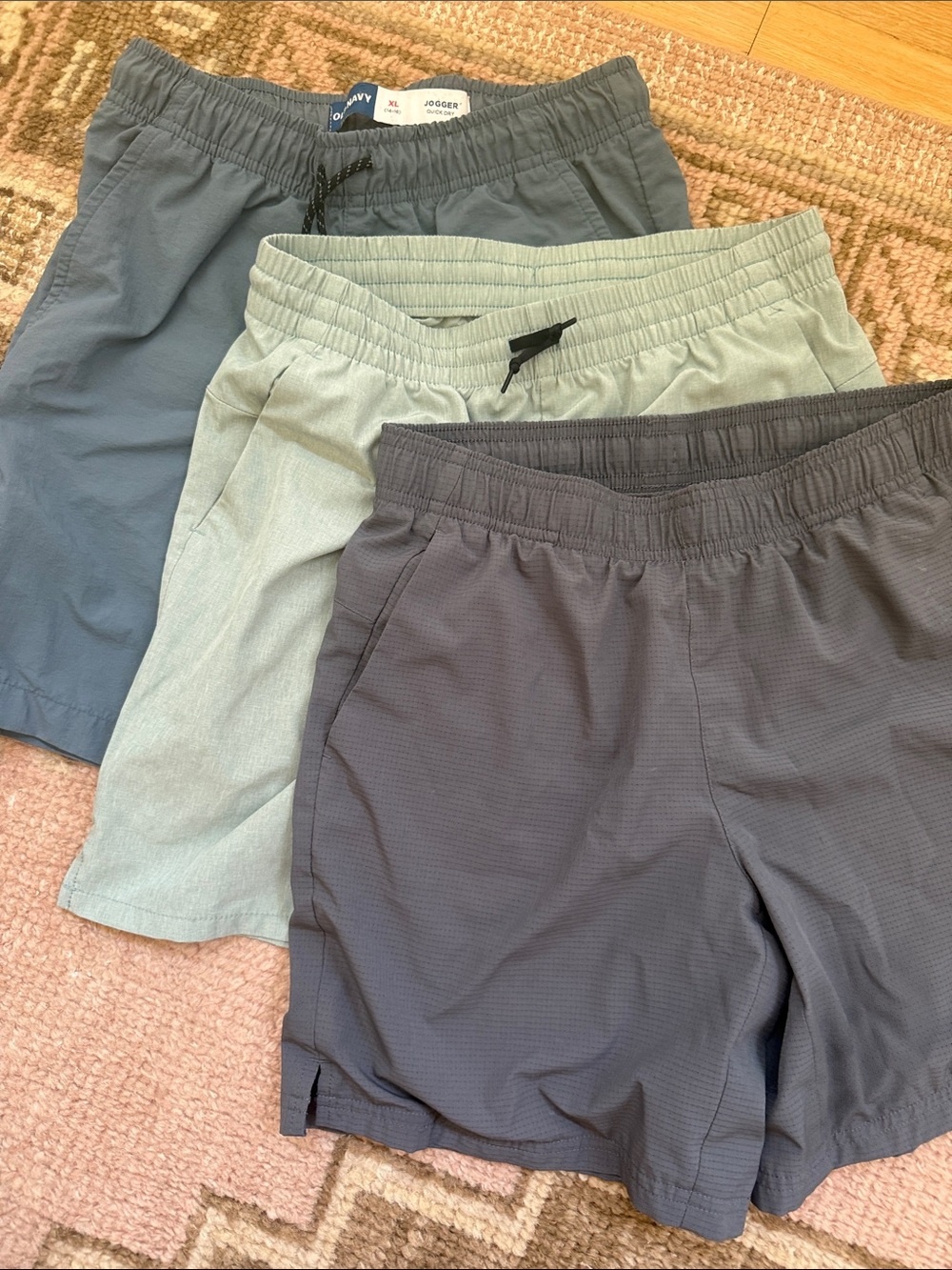 Set of 3. Kids Elastic-Waist Active Shorts - Gray, Light Gray, Slate